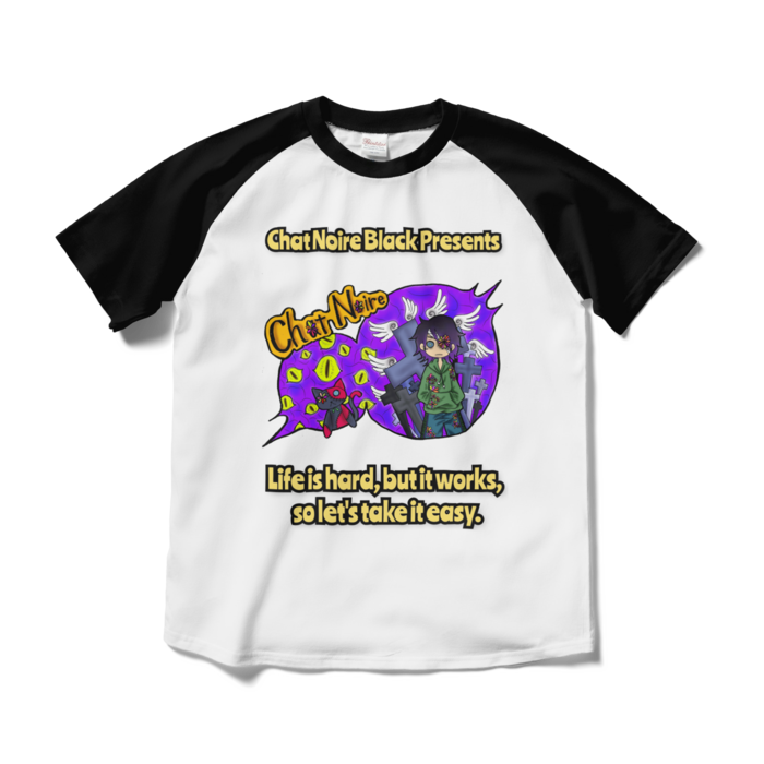 ラグランTシャツ - M - ホワイト×ブラック