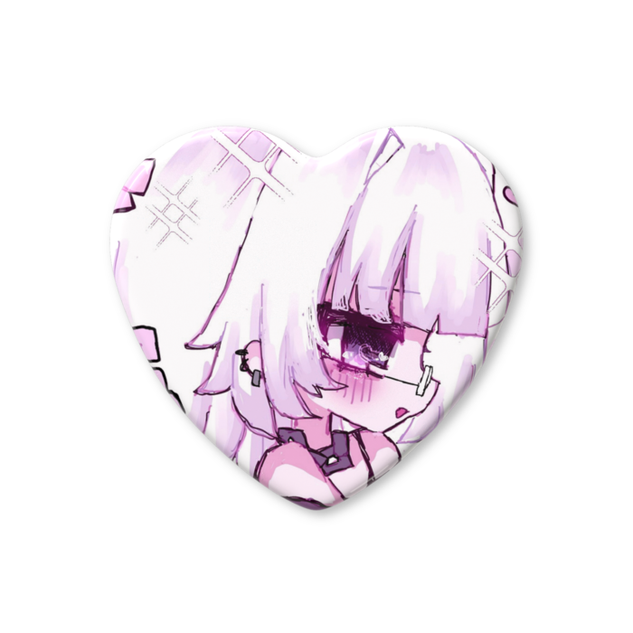 ハート缶バッジ - 57 × 52.5mm