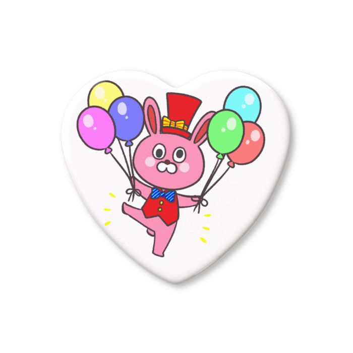 ハート缶バッジ - 57 × 52.5mm