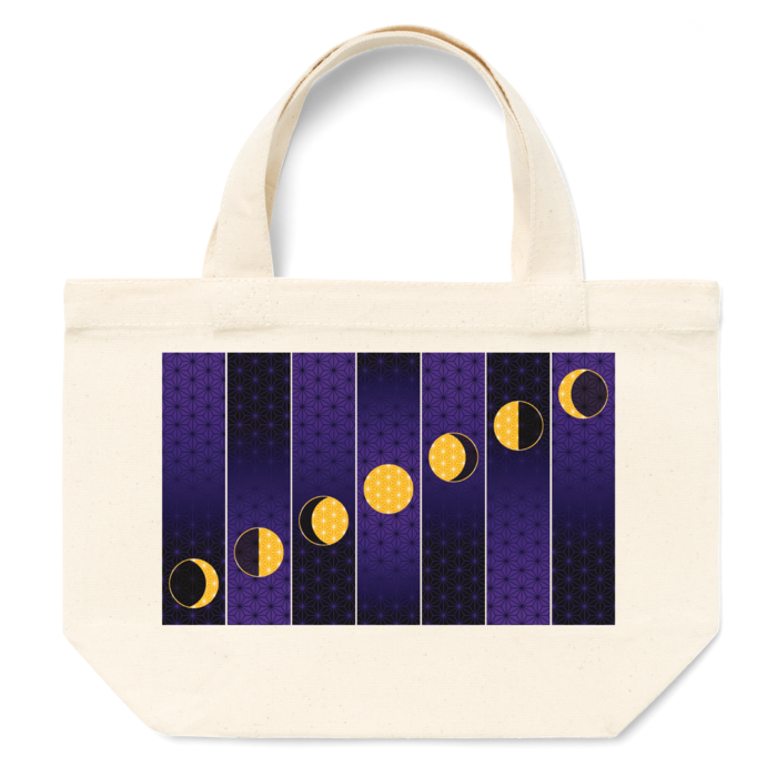 満ち欠け月・麻の葉トートバッグ・紫- S