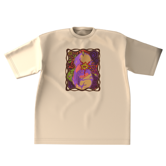 ビッグシルエットTシャツ - XL - 正面 - サンドベージュ