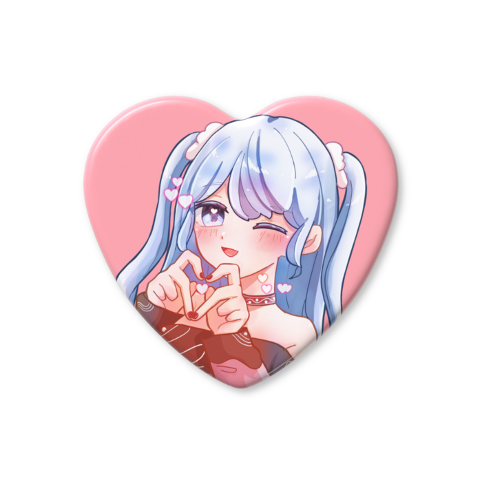ハート缶バッジ - 57 × 52.5mm