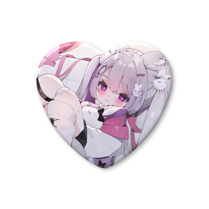 ハート缶バッジ - 57 × 52.5mm