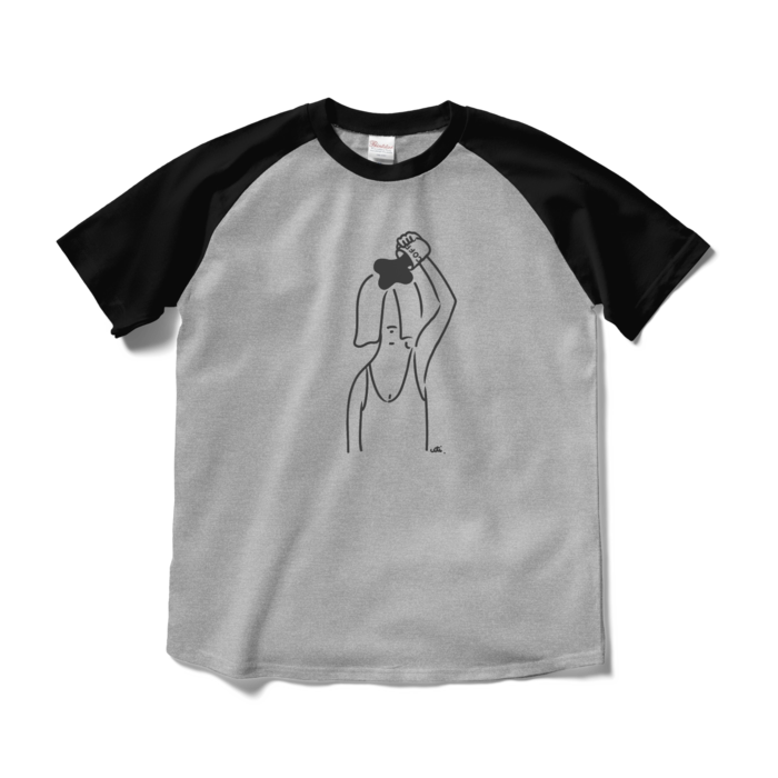 ラグランTシャツ - M - 杢グレー×ブラック