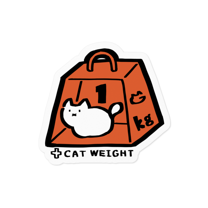 1kgねこステッカー - 100 x 100 (mm)