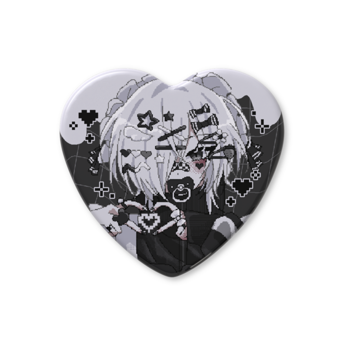 ハート缶バッジ - 57 × 52.5mm