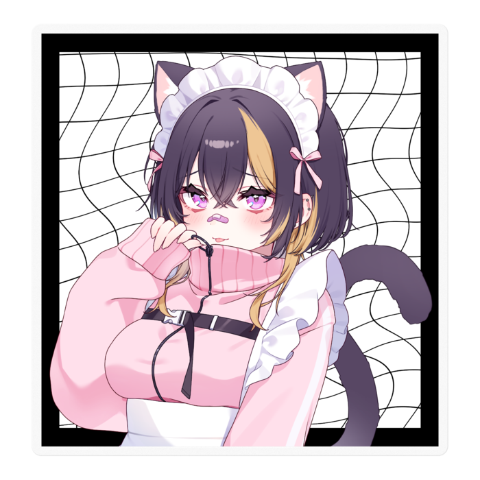 ①白黒背景 ステッカー - 100 x 100 (mm)