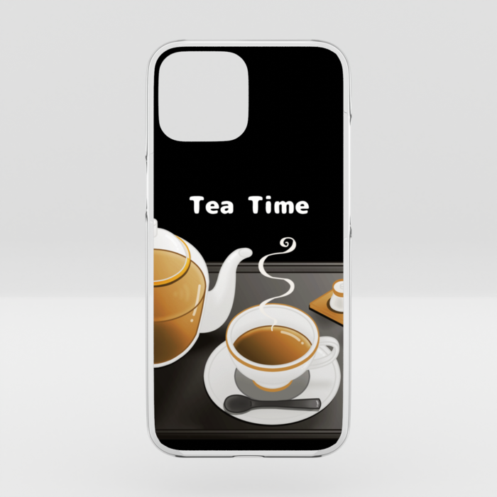 クリアiPhoneケース　紅茶×黒背景　iPhone 14