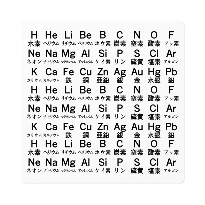 中学理科 元素記号 ステッカー 100×100mm