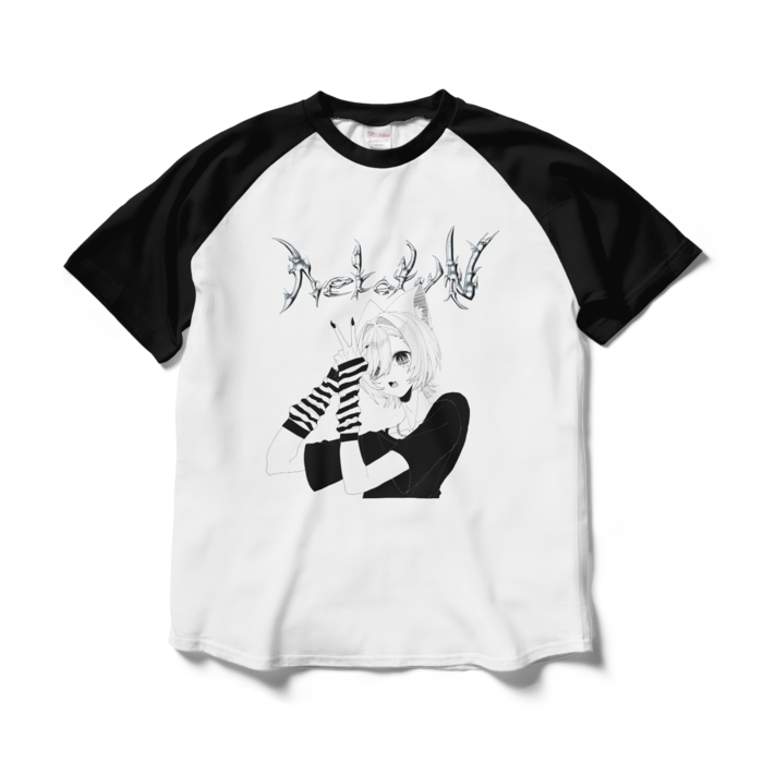 ラグランTシャツ - L - ホワイト×ブラック