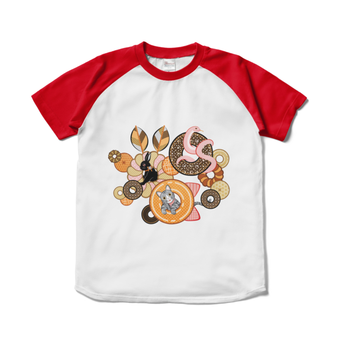 ラグランTシャツ - S - ホワイト×レッド