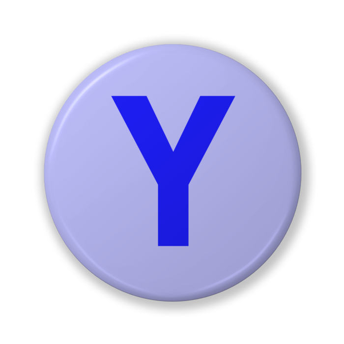 【Y（ワイ）】〈ブルー〉缶バッジ- 32mm