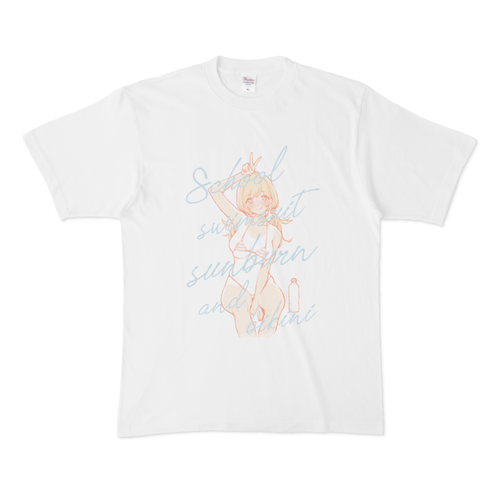 Tシャツ - XL - 白【水色】